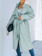 Women's Tailored Belted Trench Coat – Classic Longline Overcoat