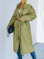 Women's Tailored Belted Trench Coat – Classic Longline Overcoat