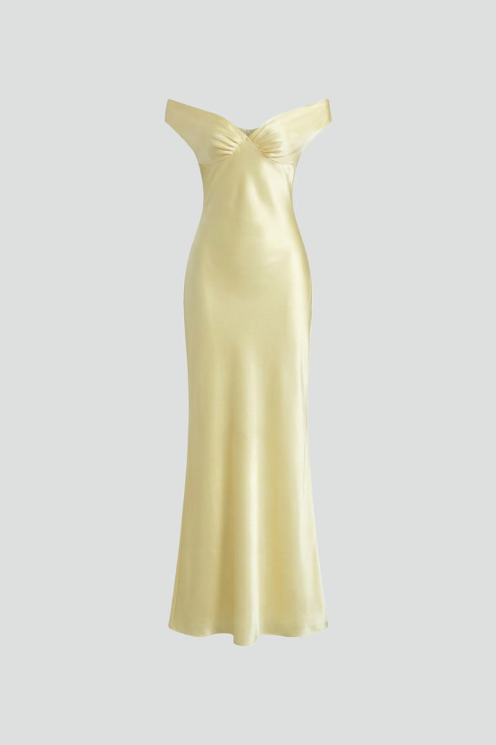 Women's Off-Shoulder Maxi Gown – Flowy Formal Evening Dress