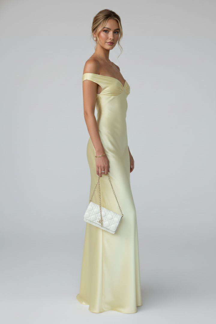 Women's Off-Shoulder Maxi Gown – Flowy Formal Evening Dress