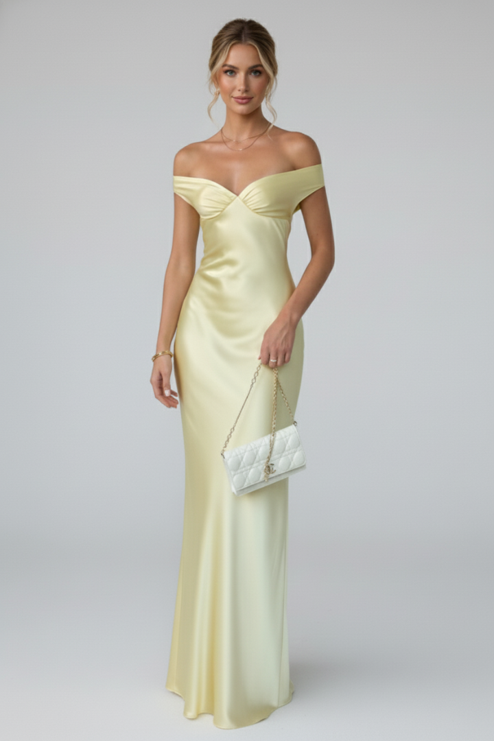 Women's Off-Shoulder Maxi Gown – Flowy Formal Evening Dress
