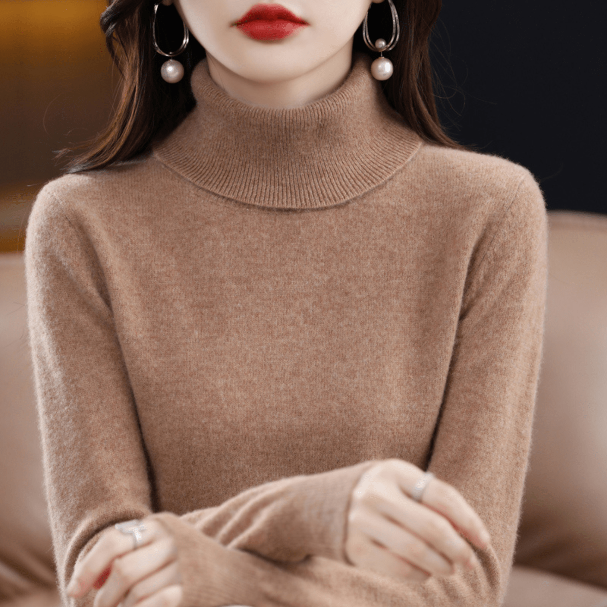 Women's Winter Turtleneck Sweater – Classic Roll Neck Knit Sweater