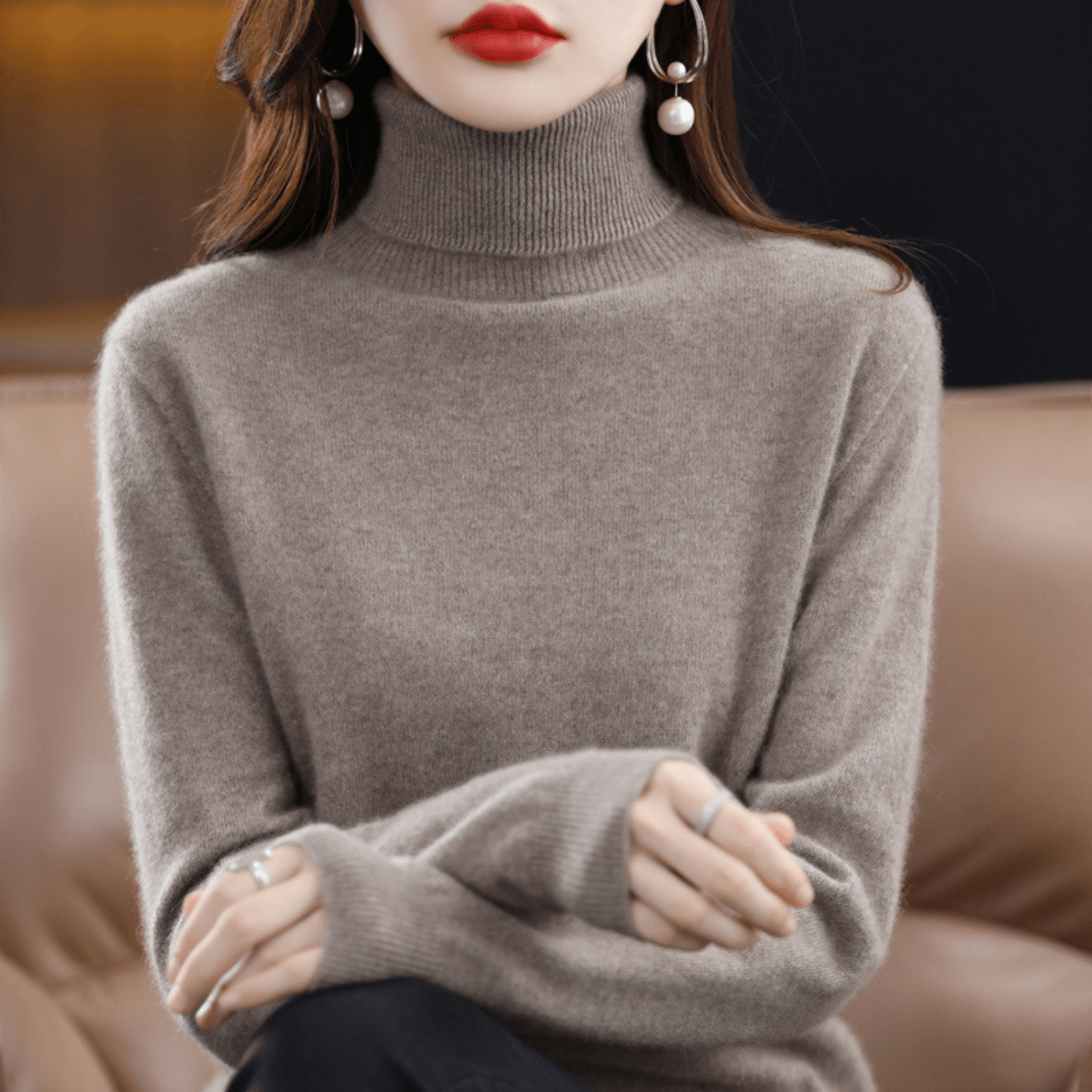 Women's Winter Turtleneck Sweater – Classic Roll Neck Knit Sweater