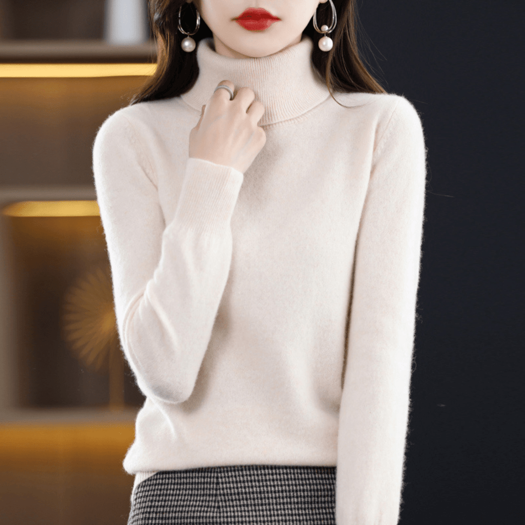 Women's Winter Turtleneck Sweater – Classic Roll Neck Knit Sweater