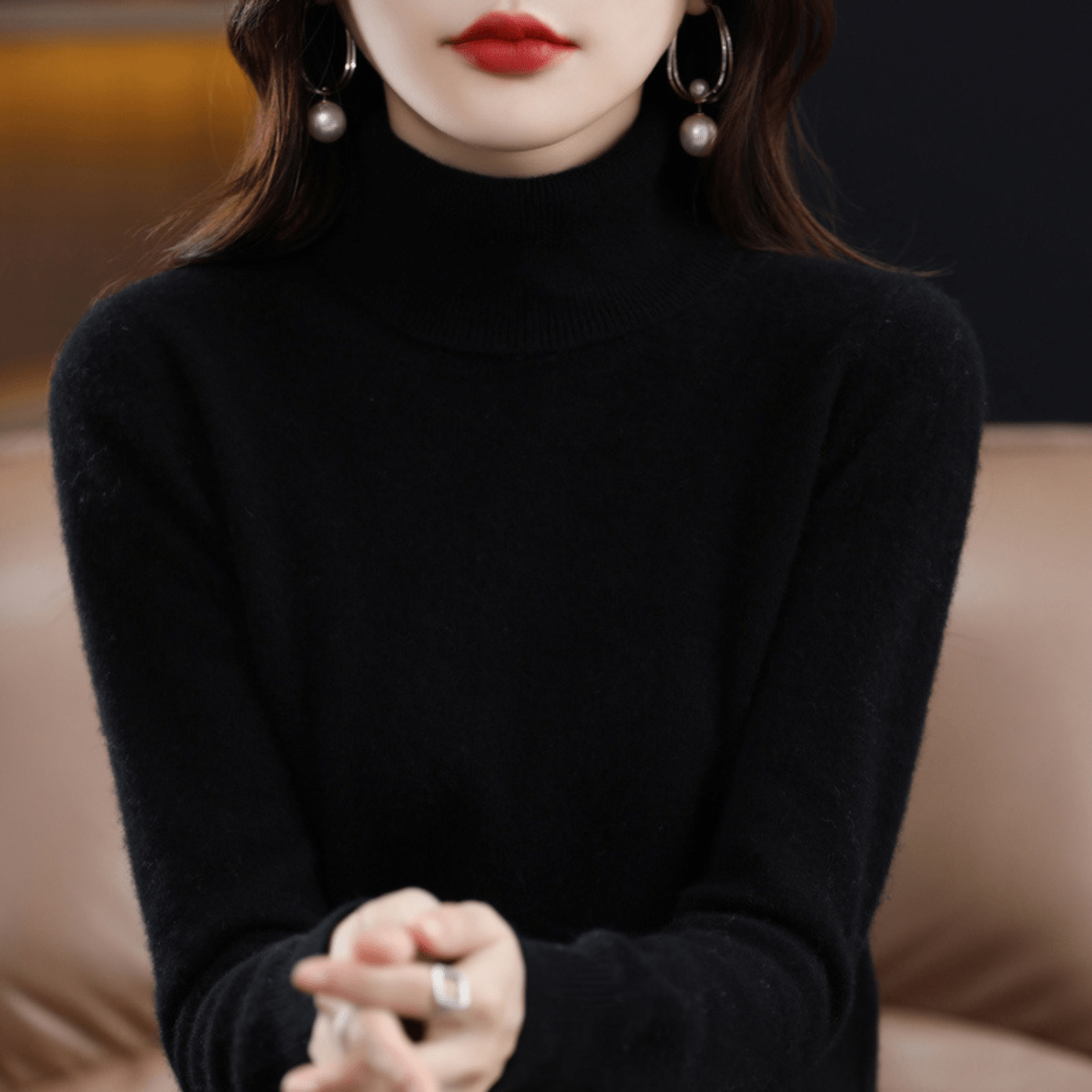 Women's Winter Turtleneck Sweater – Classic Roll Neck Knit Sweater