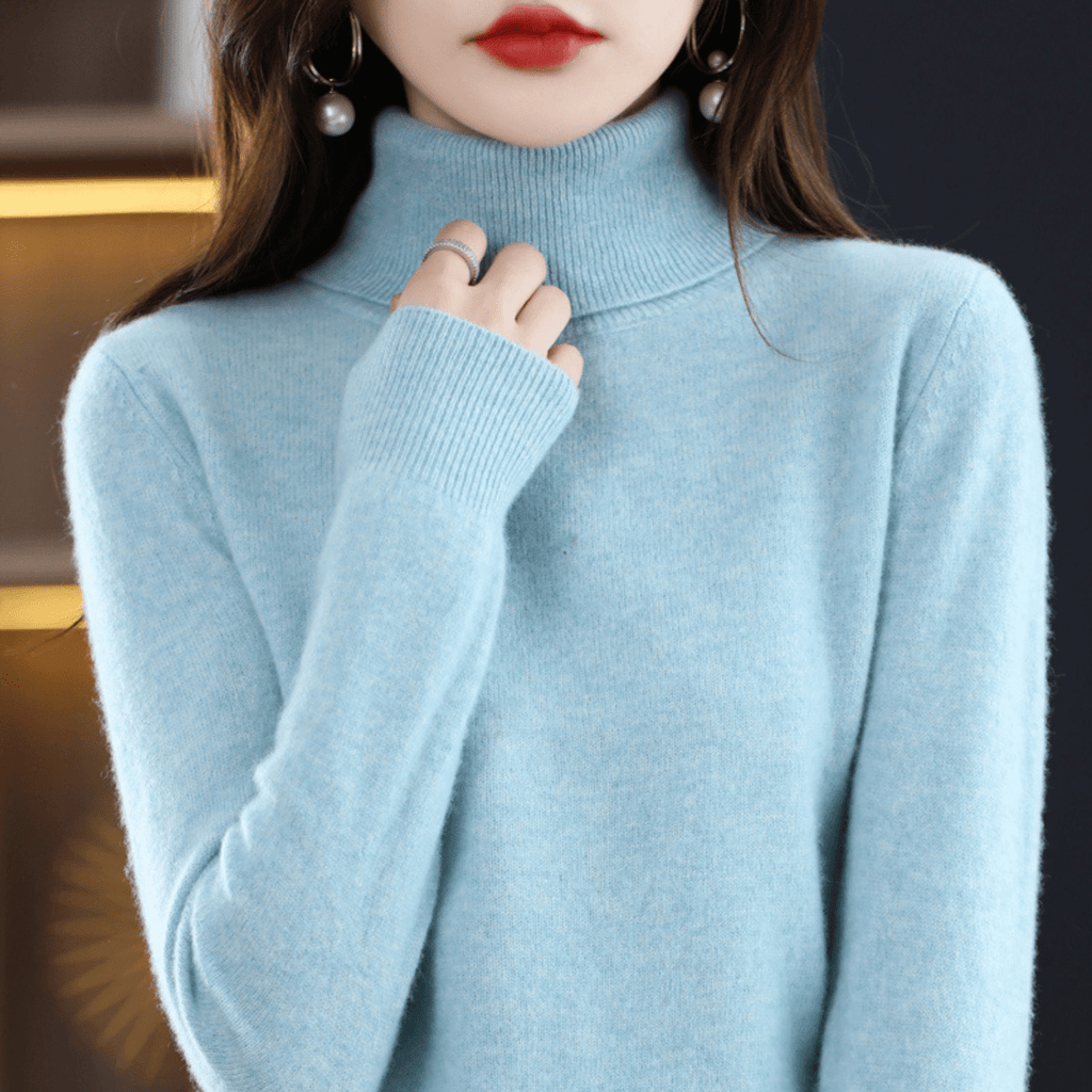 Women's Winter Turtleneck Sweater – Classic Roll Neck Knit Sweater