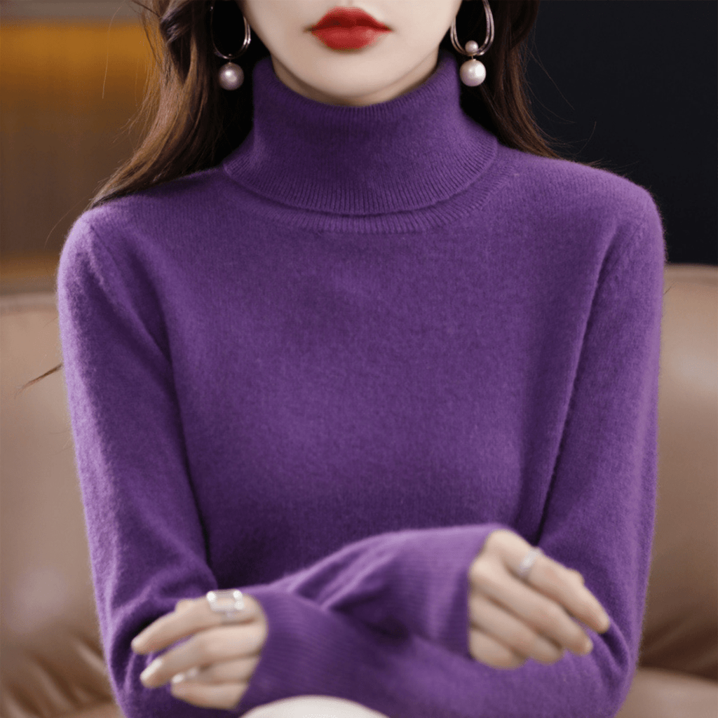 Women's Winter Turtleneck Sweater – Classic Roll Neck Knit Sweater