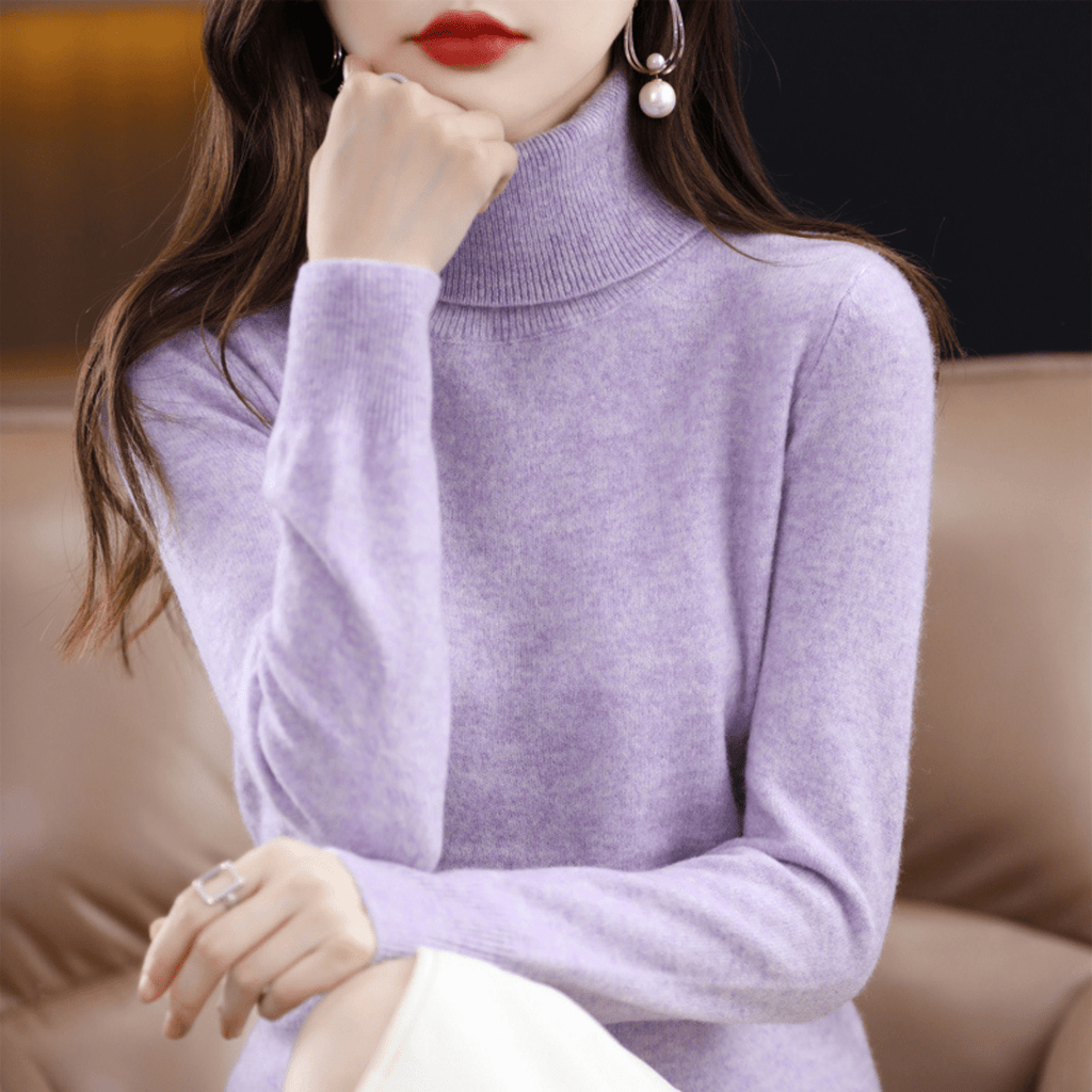 Women's Winter Turtleneck Sweater – Classic Roll Neck Knit Sweater