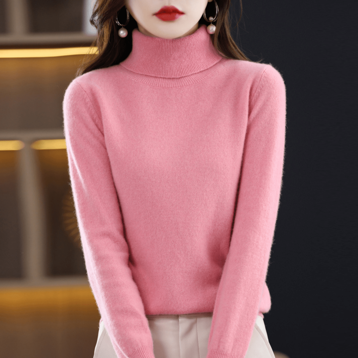 Women's Winter Turtleneck Sweater – Classic Roll Neck Knit Sweater