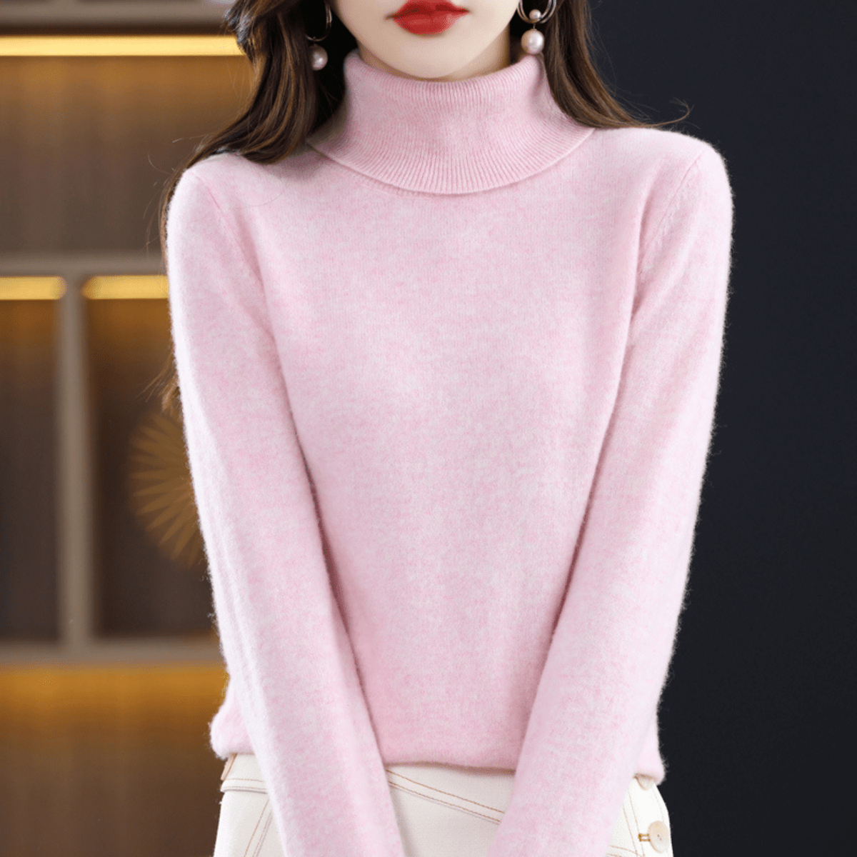 Women's Winter Turtleneck Sweater – Classic Roll Neck Knit Sweater