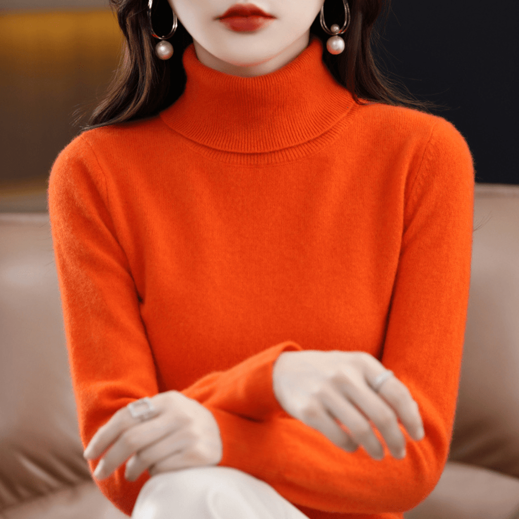 Women's Winter Turtleneck Sweater – Classic Roll Neck Knit Sweater