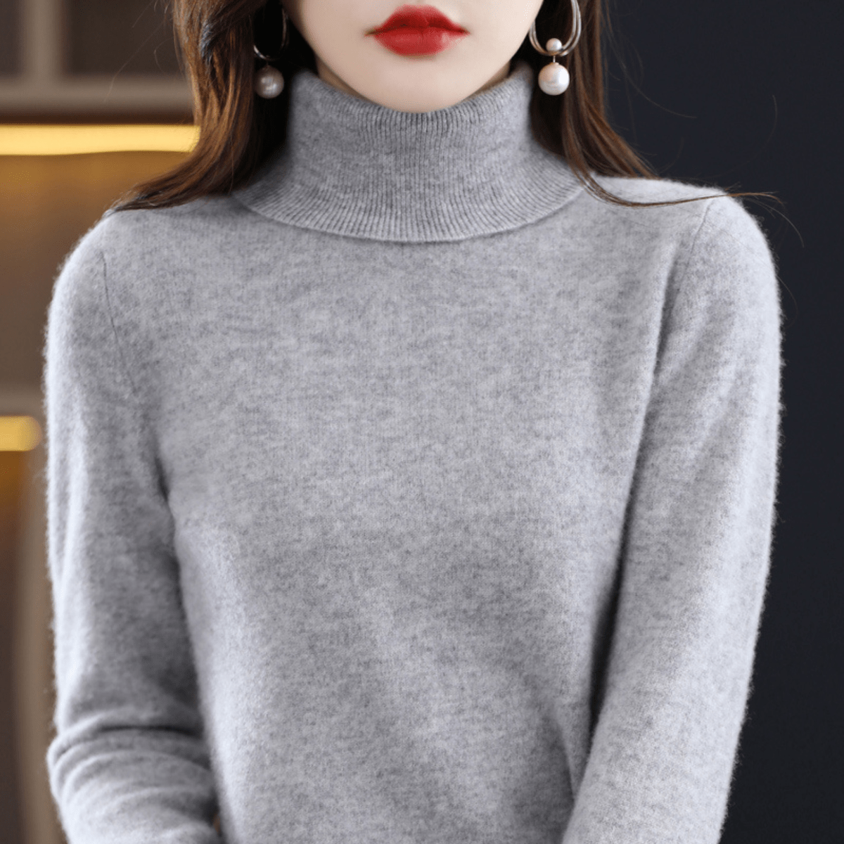 Women's Winter Turtleneck Sweater – Classic Roll Neck Knit Sweater