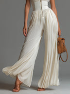 Women's Halter Wide Leg Jumpsuit – Defined Waist Evening Occasion Jumpsuit