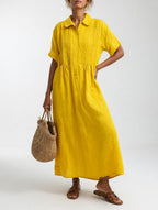 Women's Relaxed Shirt Dress – Button Front Flowy Day Dress