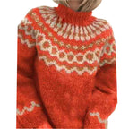 Women's Icelandic Pattern Sweater – Nordic High Neck Winter Pullover