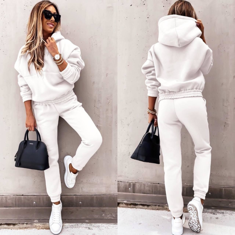 Women's Oversized Jogger Tracksuit Set – Hooded Top High Waist Pants Set