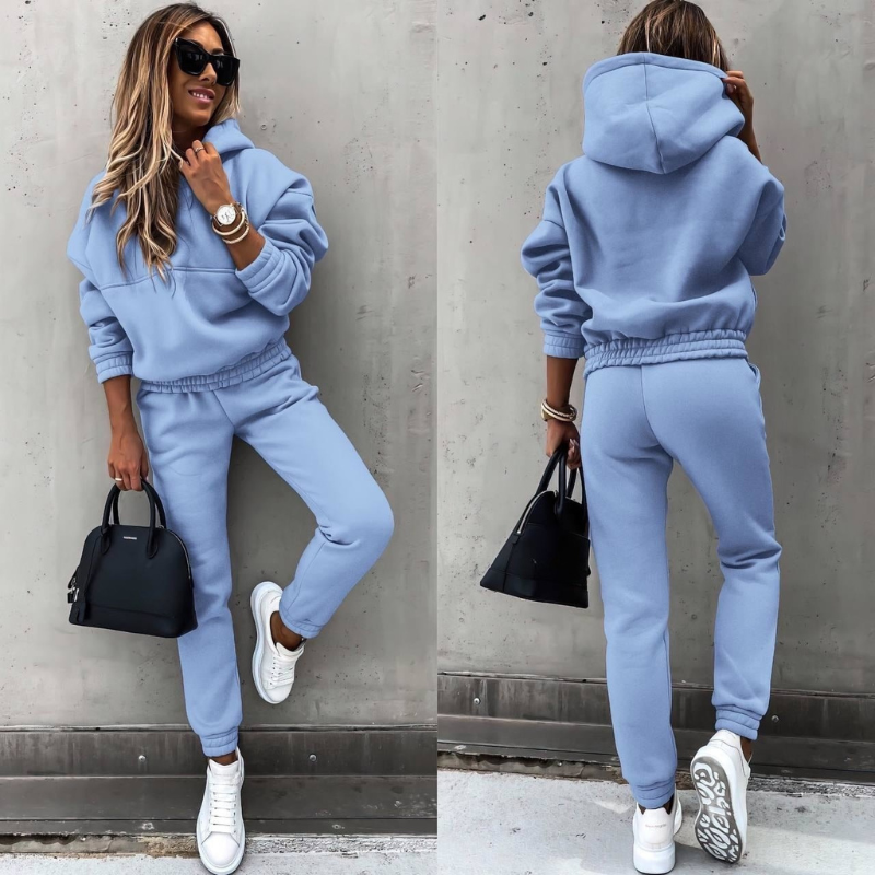 Women's Oversized Jogger Tracksuit Set – Hooded Top High Waist Pants Set