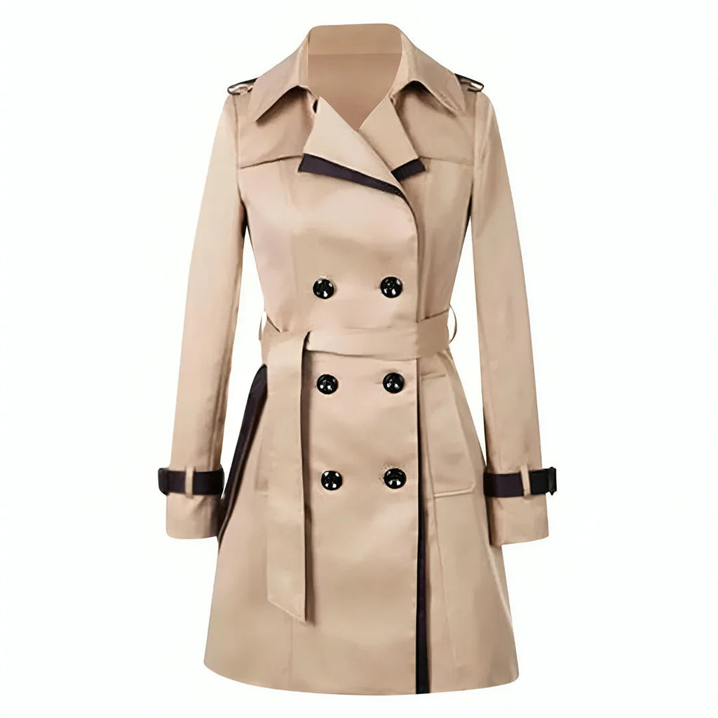 Women's Long Classic Trench Coat – Tailored Button Front Overcoat
