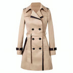 Women's Long Classic Trench Coat – Tailored Button Front Overcoat