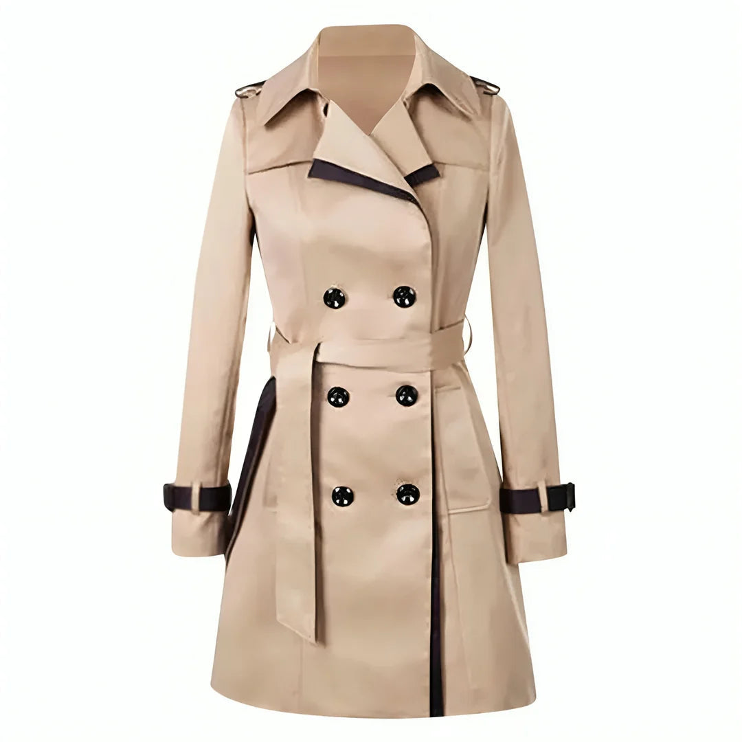 Women's Long Classic Trench Coat – Tailored Button Front Overcoat