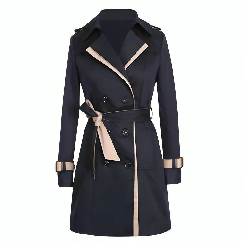 Women's Long Classic Trench Coat – Tailored Button Front Overcoat