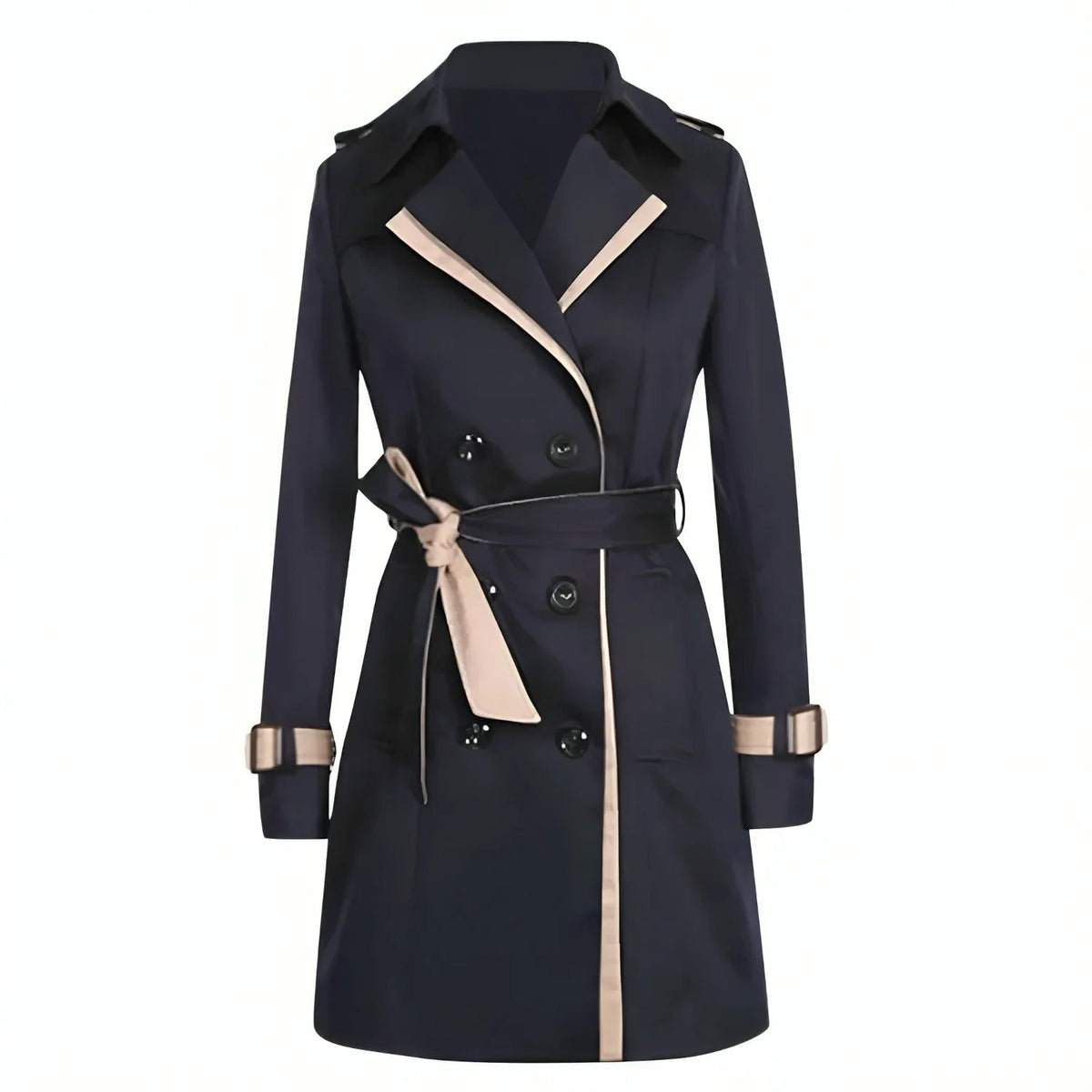 Women's Long Classic Trench Coat – Tailored Button Front Overcoat