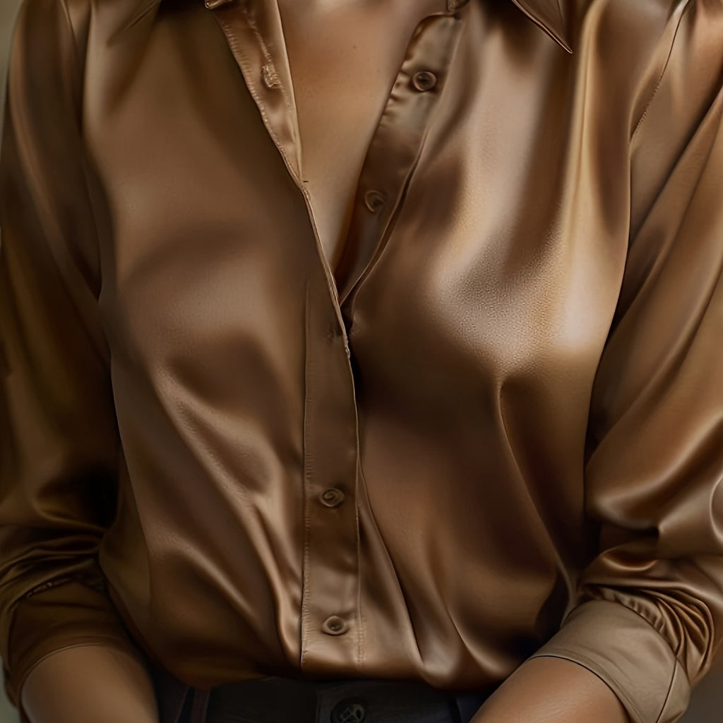 Women's Classic Collar Office Blouse – Tailored Long Sleeve Blouse