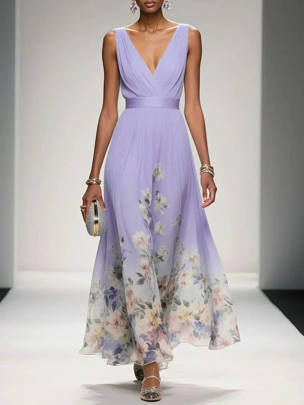 Women's Floral Wedding Guest Maxi Dress – Summer Flowy Occasion Dress