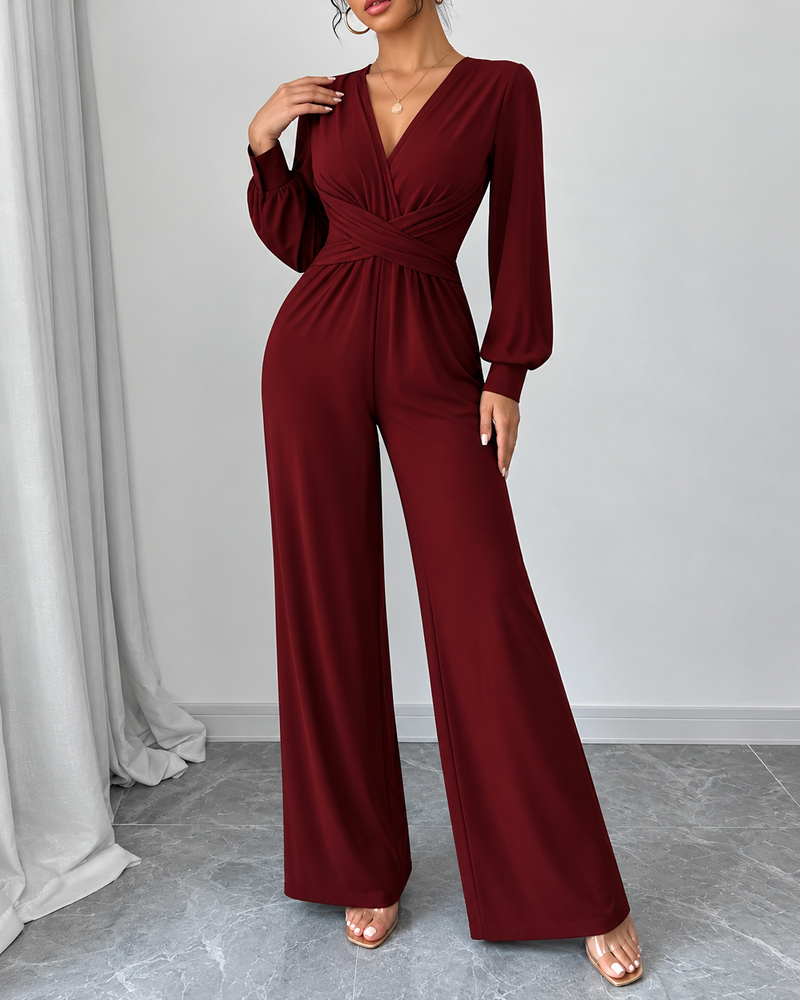 Women's Lace Detail Formal Jumpsuit – Fitted Evening Party Jumpsuit