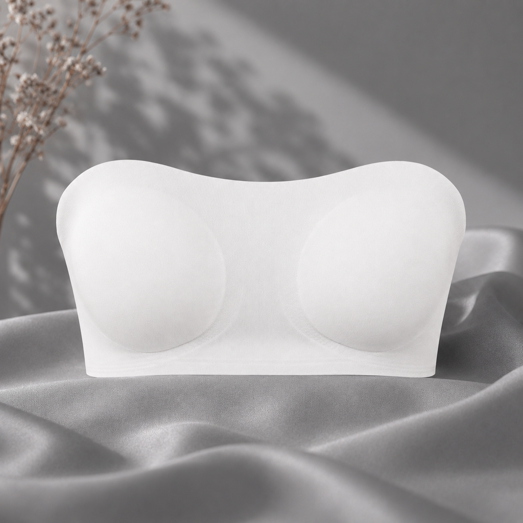 Women's Strapless Crossover Bra – Wireless Side Closure Support Bra