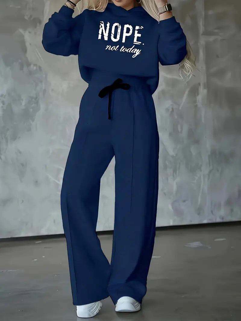 Women's Graphic Hoodie Tracksuit – Wide Leg Lounge Set