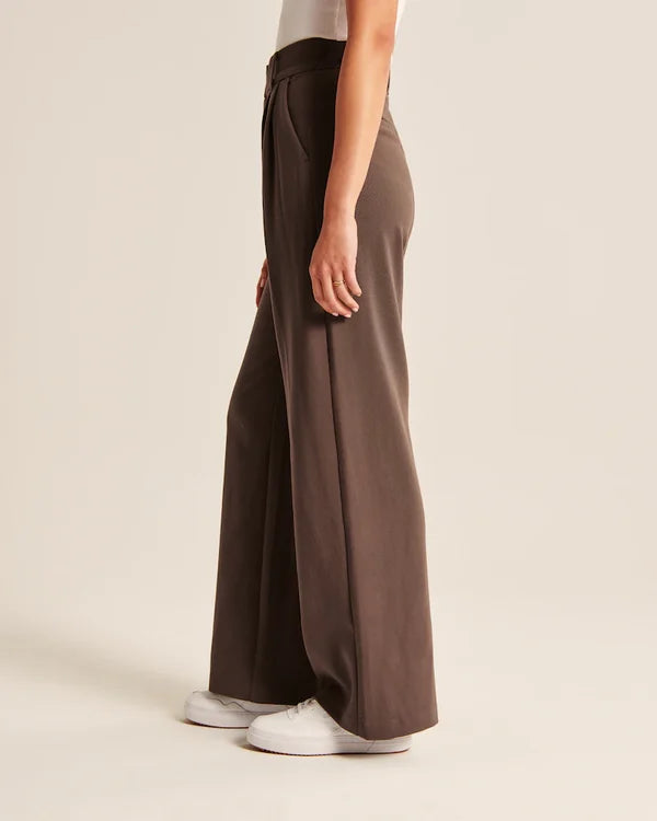 Women's Fitted Flared Pants – High Rise Flare Leg Dress Trousers