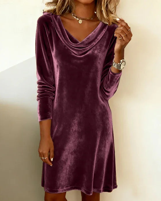 Women's Off-Shoulder Draped Maxi Dress – Flowy Formal Evening Gown