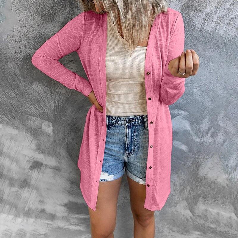 Women's Lightweight Button Cardigan – Airy Layering Cardigan