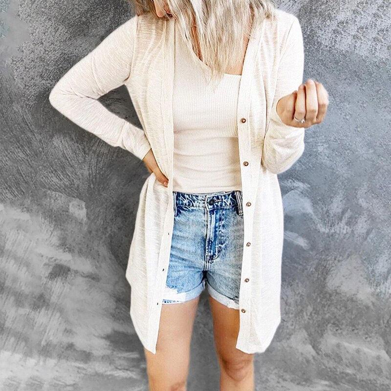 Women's Lightweight Button Cardigan – Airy Layering Cardigan
