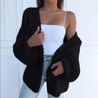 Women's Chunky Winter Cardigan – Relaxed Long Sleeve Knit Cardigan