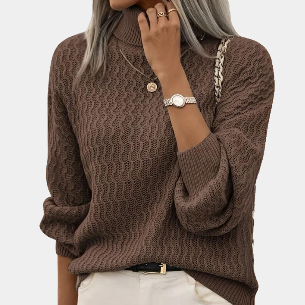 Women's Rib Knit Turtleneck Sweater – Fitted High Neck Pullover