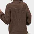 Women's Rib Knit Turtleneck Sweater – Fitted High Neck Pullover