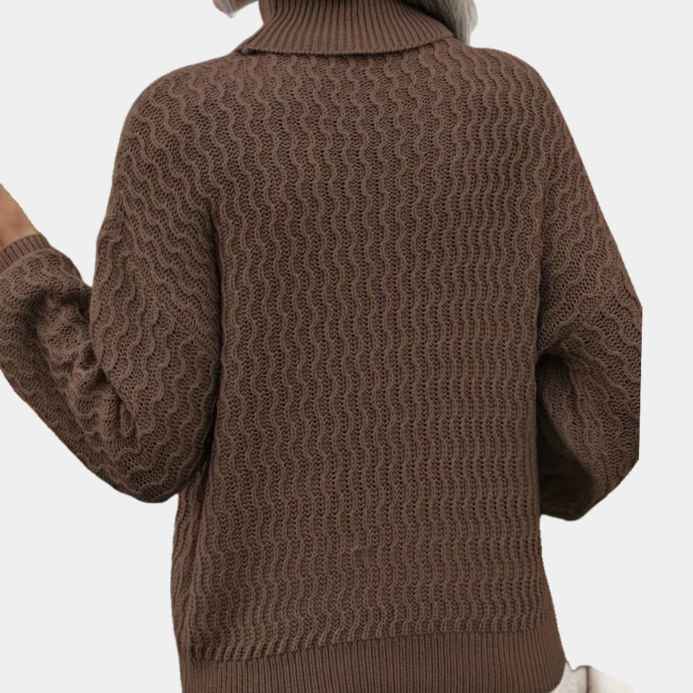Women's Rib Knit Turtleneck Sweater – Fitted High Neck Pullover