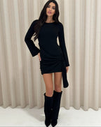 Women's Tailored Button Dress – Fitted Long Sleeve Occasion Dress