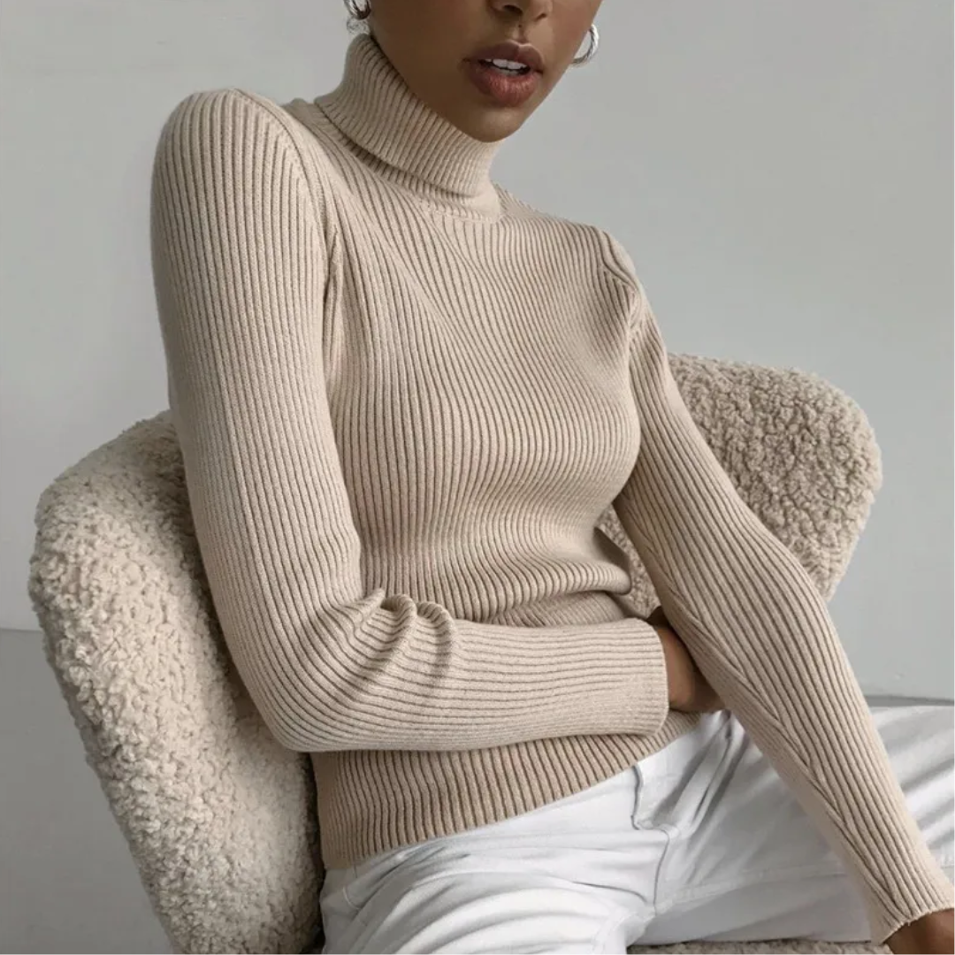 Women's Classic Roll Neck Sweater – Turtleneck Winter Knit Sweater
