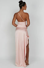 Women's High Slit One Shoulder Gown – Formal Evening Maxi Dress