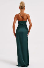 Women's High Slit One Shoulder Gown – Formal Evening Maxi Dress