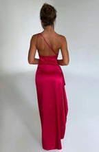 Women's High Slit One Shoulder Gown – Formal Evening Maxi Dress