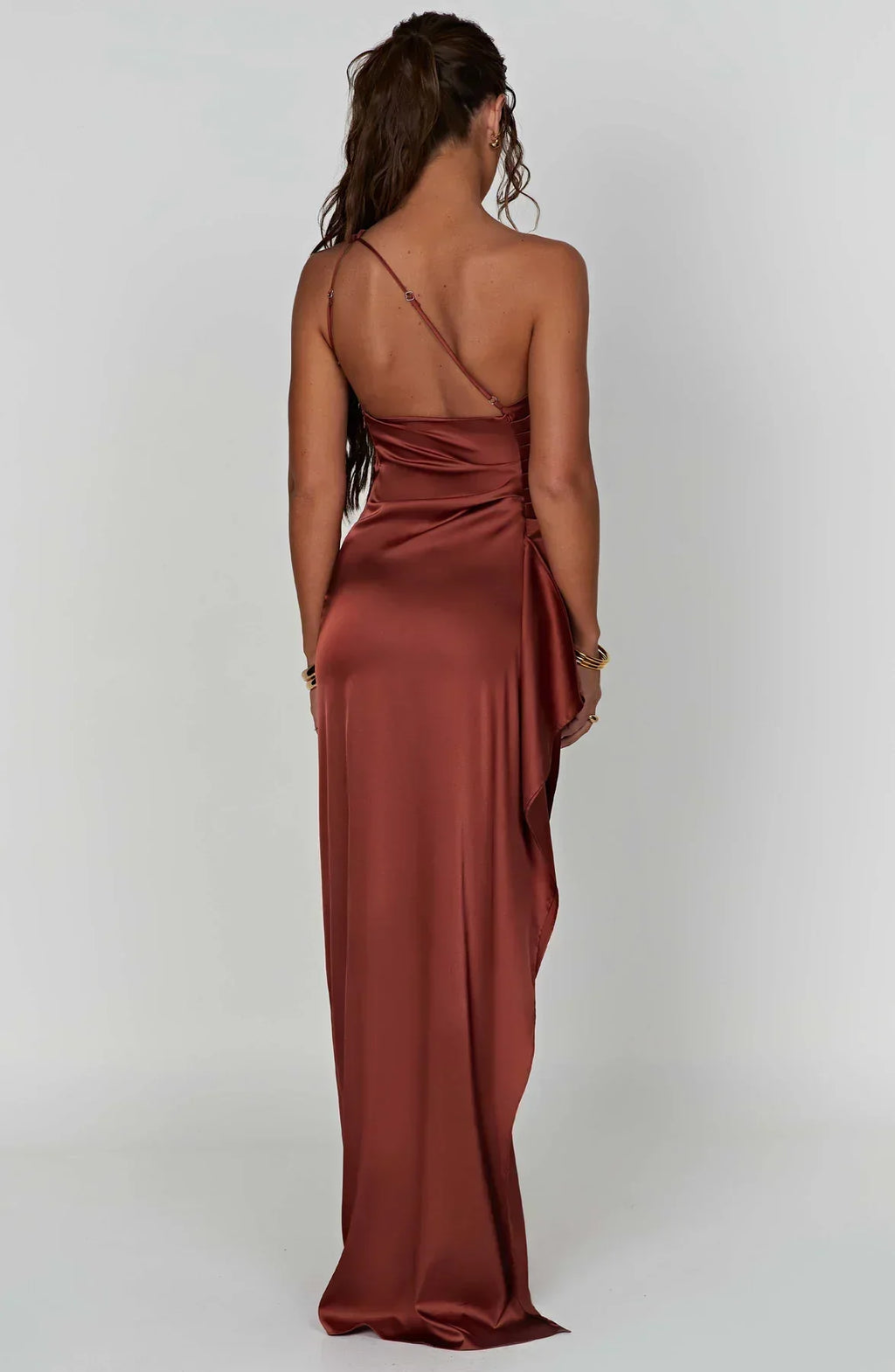 Women's High Slit One Shoulder Gown – Formal Evening Maxi Dress