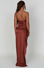 Women's High Slit One Shoulder Gown – Formal Evening Maxi Dress