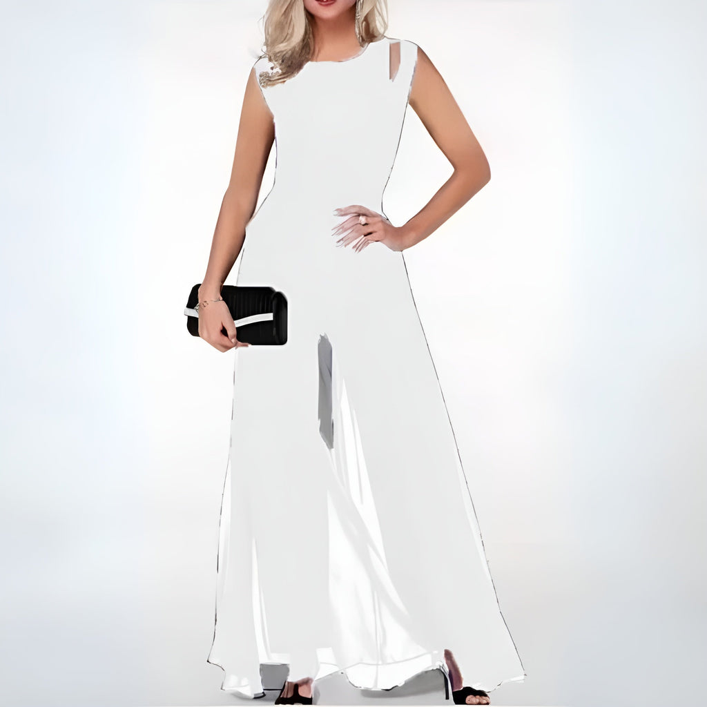 Women's Relaxed Occasion Jumpsuit – Sleeveless Flowy Wide Leg Jumpsuit