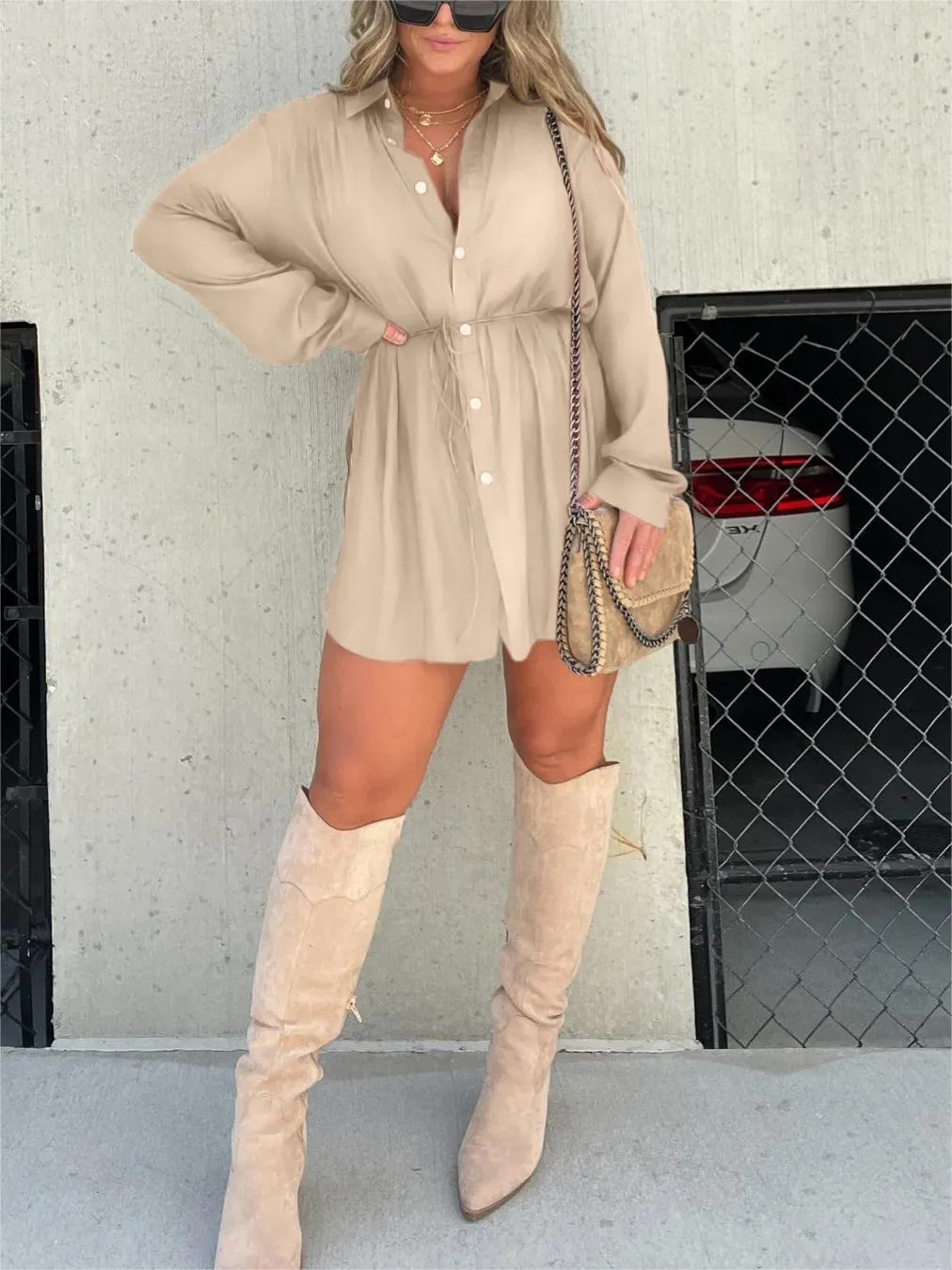 Women's Belted Romper Mini Dress – Built-In Shorts Cocktail Dress