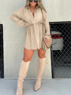 Women's Belted Romper Mini Dress – Built-In Shorts Cocktail Dress