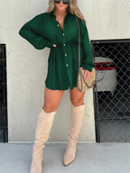 Women's Belted Romper Mini Dress – Built-In Shorts Cocktail Dress
